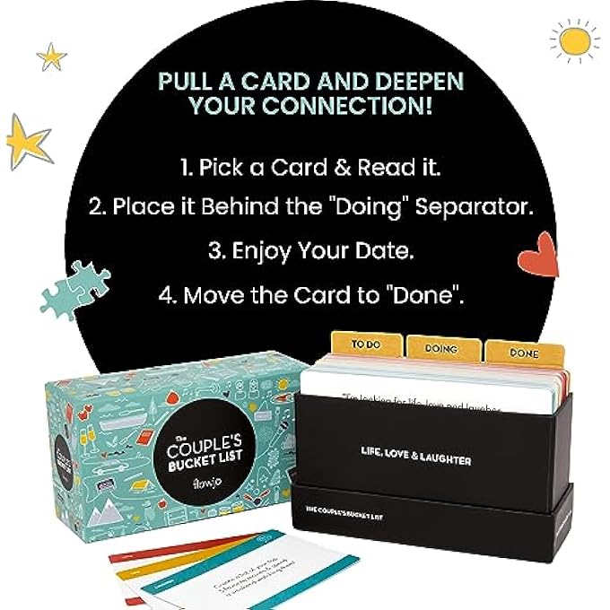 rayihni COUPLES GIFTS FOR COUPLES, 100 DATE NIGHT IDEA CARDS FOR HER OR HIM, CUTE GAMES FOR COUPLES, FUNNY GIFTS FOR WIFE, HUSBAND, GIRLFRIEND OR BOYFRIEND, NEWLYWED GIFTS. THE COUPLE'S BUCKET LIST. - Image 5